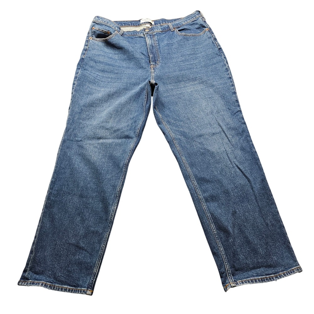 Abercrombie & Fitch Curve Love Ultra High Rise Ankle Straight Jeans 34L Blue